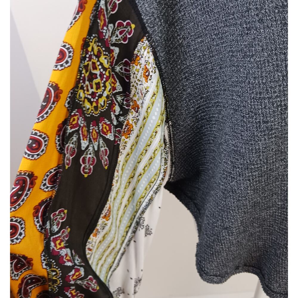 Free People SZ XS Blossom Thermal Patchwork Top Charcoal Gray - Picture 5 of 7